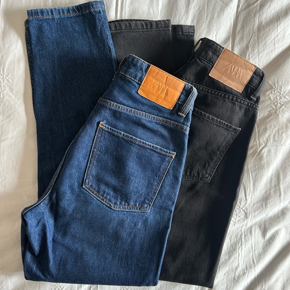 Zara High Rise Women's Jeans in Blue and Black - Picture 3 of 3